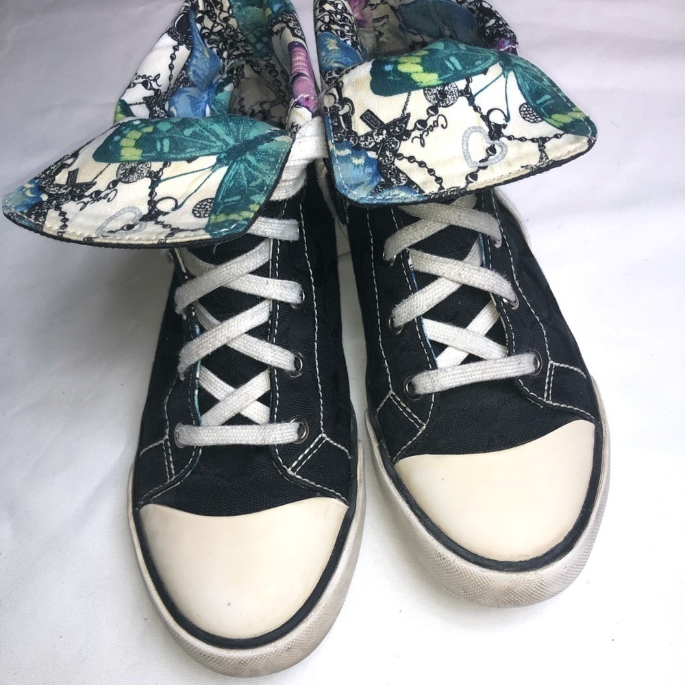[COACH] bonney high top sneakers multi black butterfly